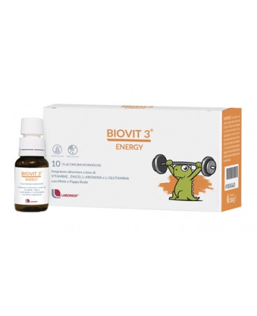 biovit3 energy integratore età pediatrica per contrastare la stanchezza fisica e mentale 10 flaconcini da 10 ml. 