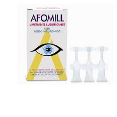 afomill umettante lubrificante gocce oculari per mantenere costante il livello di lubrificazione dell'occhio 10 fiale da 0.5ml. 