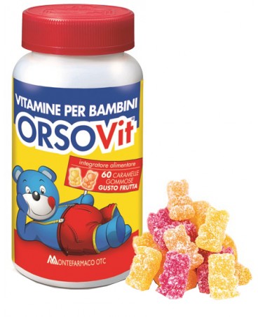 orsovit 60 caramelle gommose a forma di orsetto di vitamine per bambini al gusto frutta senza glutine 
