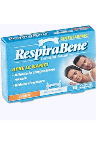 RESPIRABENE 10 cerotti nasali traspiranti adulti per pelli sensibili, sollievo immediato dal naso chiuso RESPIRABENE 10 cerotti nasali traspiranti adulti per pelli sensibili, sollievo immediato dal naso chiuso
