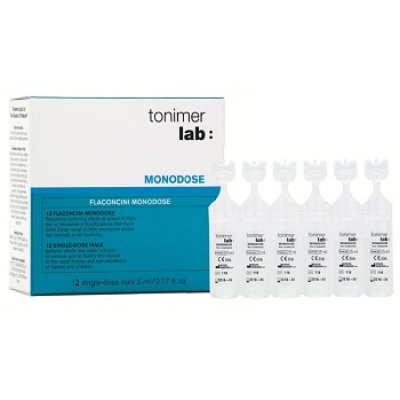 TONIMER LAB SOLUZIONE ISOTONICA DI ACQUA DI MARE 12 FLACONCINI MONODOSE DA 5 ML.