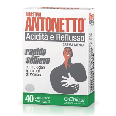 digestivo antonetto per aciditÃ  e reflusso gusto menta 40 compresse masticabili 