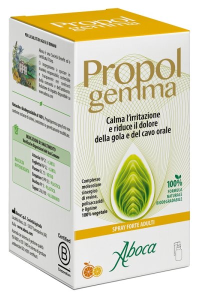 ABOCA propolgemma adulti spray forte indicato nel trattamento del mal di gola e delle affezioni del cavo orale 30 ml. ABOCA propolgemma adulti spray forte indicato nel trattamento del mal di gola e delle affezioni del cavo orale 30 ml.