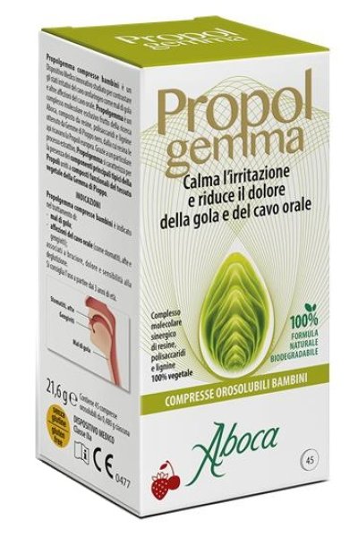 ABOCA propolgemma bambini indicato nel trattamento del mal di gola e delle affezioni del cavo orale 45 compresse orosolubili ABOCA propolgemma bambini indicato nel trattamento del mal di gola e delle affezioni del cavo orale 45 compresse orosolubili