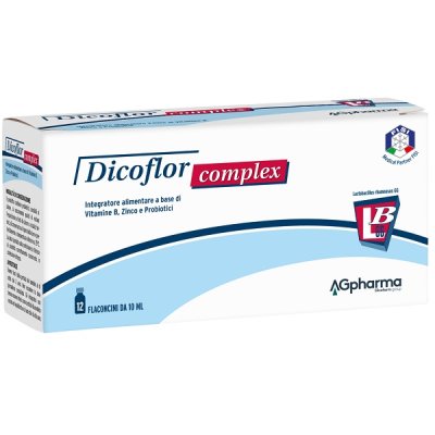 dicoflor complex integratore a base del gruppo B e zinco 12 flaconcini 10 ml.