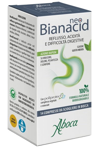 ABOCA neobianacid acidità e reflusso contrasta il bruciore e protegge la mucosa 45 compresse masticabili ABOCA neobianacid acidità e reflusso contrasta il bruciore e protegge la mucosa 45 compresse masticabili