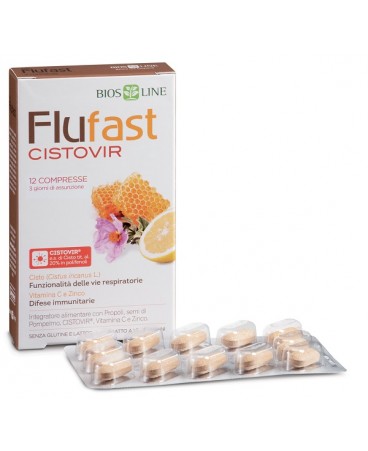 BIOS LINE flu fast apix con cistovir integratore con propoli, semi di pompelmo, CistoVir, vitamina C e zinco 12 compresse 