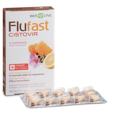BIOS LINE flu fast apix con cistovir integratore con propoli, semi di pompelmo, CistoVir, vitamina C e zinco 12 compresse 