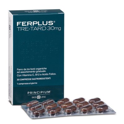 BIOS LINE ferplus tre-tard 30 mg. integratore ad alto dosaggio dei ferro 30 compresse